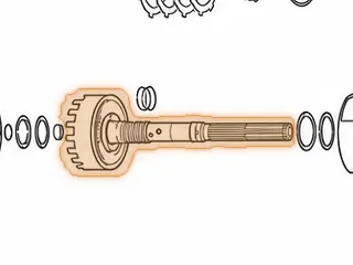 Output Shaft, A44D (D-50) (16 3/8” Long) 26 Splines (Slip On Yoke Type) — Part # 57678JA