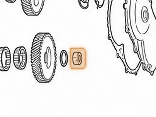 Nut W/Washer, A604 Holds On Transfer Gear (Gray) 1989-E91 — Part # 92796