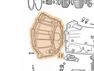 Bell Housing, 4L60E (V-8)(Cast # 24206952) 1998-Up (Starter At 8:30)(Uses 7 Bolts To Motor) — Part # 74750AB
