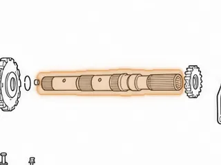 Output Shaft, E4OD 2WD (20” Long) W/Bearing (No Speed-o Gear) — Part # 36678JA