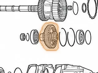 Driven Transfer Gear, 5EAT (41 Teeth)(W/16 Lug Parking Gear Made Onto The Shaft) 2005-Up — Part # 123712AB