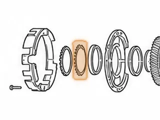 Lock Washer, A6MF2/6F24 Underdrive Transfer Gear Nut (28 Outer Tans, 2 Inner Tabs) (3.420”OD)(2.550”ID) 2010-Up — Part # 211287A