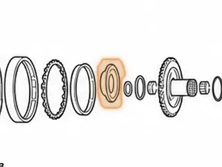 Nut, 6F50/6F55/6T70/6T75 Holds Drive Transfer Gear To Converter Reactor (Stepped W/4 Notches)(.275” Thick)(4.255”OD)… — Part # 25795A