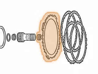 P.Plate, AW80-40LE/AW81-40LE/U440E B2 Clutch (Rear)(12 Dipped Teeth)(4 Wide Teeth) (12 Spring Bases)(5.140”ID) 1999-Up — Part # 137142A