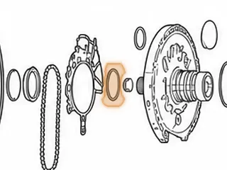 Washer, 8L90 Sprocket To Stator Tube (Plastic)(1 Tab) (2.325"ID)(.106"Thick)(3 Slots) 2015-Up — Part # 334203B