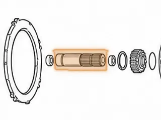 Shaft, AT540/AT545 Sun Gear (5.475” Long)(1.402”OD Bushing Land)(1.350”OD Front Splines) — Part # 111674