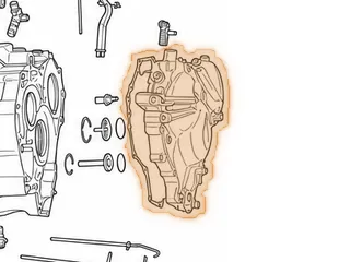 Rear Cover, B7XA (16 Bolt) Uses 1 Push-In & 1 Screw-In Sensor (Has Linkage Seal) (2 Long Ports)(No Oil Slinger Tube) — Part # 20759G