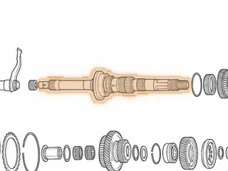 Mainshaft, BAYA/BGFA/BVGA-5/BVGA-6/BVGA-7/BYBA/B7WA/MFYA/MGFA/MGHA/MGSA/ M7WA (15 3/4” Long)(.770” Wide Race For # 220)… — Part # 20672E