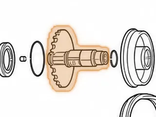 Primary Pulley Half, RE0F10A (JF011E) (Nissan/Dodge) (7”Long)(6 3/4”OD)(38 Splines) (1.410”OD)(Right Hand Threads)… — Part # 212705A