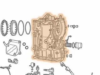 Case, RE0F11A (JF015E)(Cast # APO)(19 Bolts To Case) (15 Pan Bolts)(X427A Stamped) (2.205”OD Axle Seal) 2013-16 — Part # 323760A