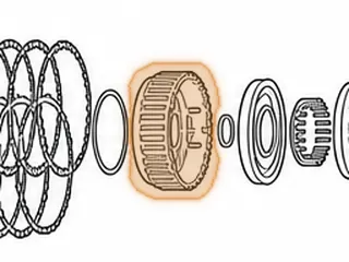 Drum, RE0F11A (JF015E) High Clutch (4 Clutch)(40 Teeth)(5.600”OD) (2.070”Tall) (Stamped Steel) 2013-16 — Part # 323555A