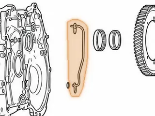Oil Deflector, RE0F11A (JF015E) In Case For Primary Gear (Front)(2 Tin Bolts) 2013-16 — Part # 323999-2A