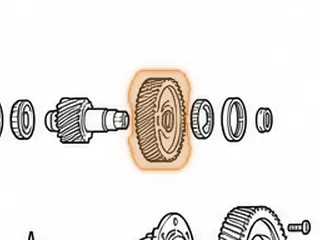 Gear, RE0F10D (JF016E) Driven Transfer (49 Teeth)(1.265”Thick) (32 Splines)(Left Angle 1 Center Groove) 2013-Up — Part # 333712A
