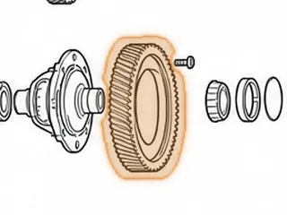 Ring Gear, RE0F10D (JF016E) Differential (68 Teeth)(Right Angle) (2 Grooves)(8 Bolts) (4.560”ID)(7.685”OD) 2013-Up — Part # 333720A