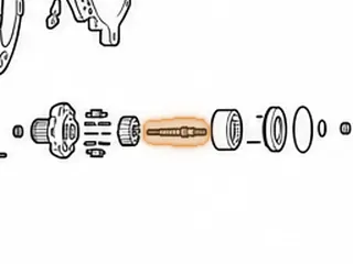 Shaft, RE0F10E/F10J Pump Drive (3.550”Long)(.392”OD Pilot)(18 Splines & 14 Splines On End) 2013-Up — Part # 343671A