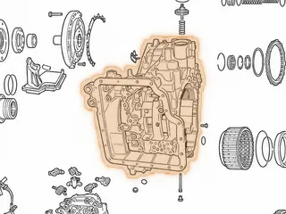 Case, JF506E (Mazda) 22 Bolts To Case (With Top Vent) (Uses A Snap Ring To Hold In The Servo) 2002-Up — Part # 183760B