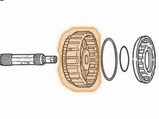 Drum, RE4R01A High (27 Teeth) 5 3/4”OD (With 30 Teeth Reverse Hub)(2.515” Tall) 1998-Up — Part # 73555B