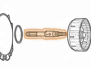 Input Shaft, RE0F09A (8”Long) (Uses 3 Large & 2 Small Teflon Rings & 1 O-Ring) 2003-Up — Part # 203670A